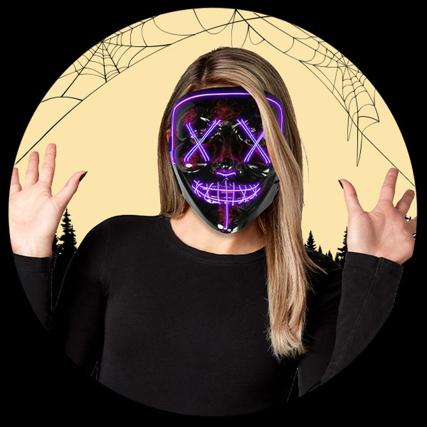 Black purple neon mask