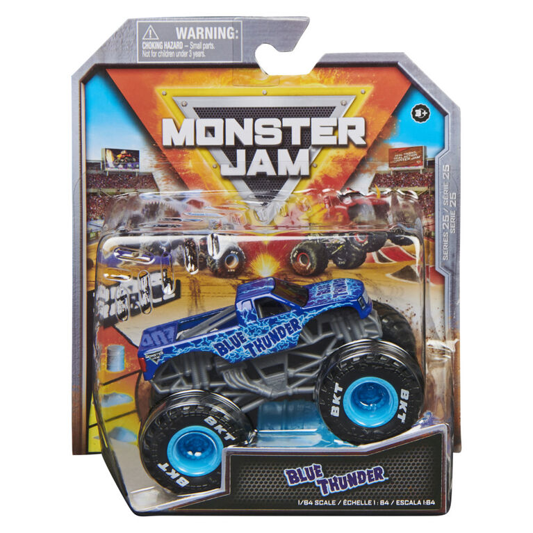 Monster Jam, Official Blue Thunder Truck, Die-Cast Vehicle, 1:64 Scale