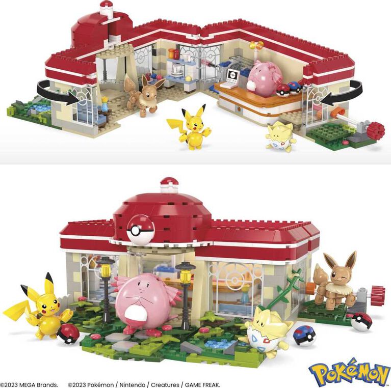 MEGA Pokémon Building Toy Kit, Forest Pokémon Center (648 Pieces) with 4 Action Figures