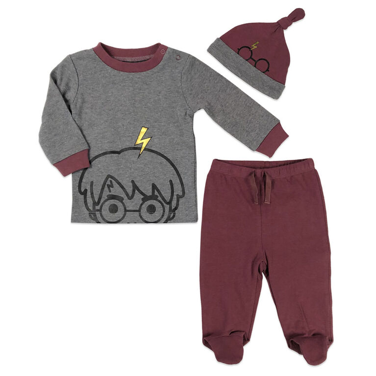 Harry Potter 3 Piece Layette Set - Grey, 6 Months.