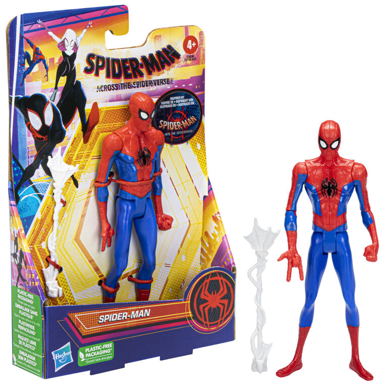 Marvel Spider-Man: Across the Spider-Verse Spider-Man Toy, 6-Inch-Scale Action Figure with Web Accessory, Marvel Toys for Kids Ages 4 and Up