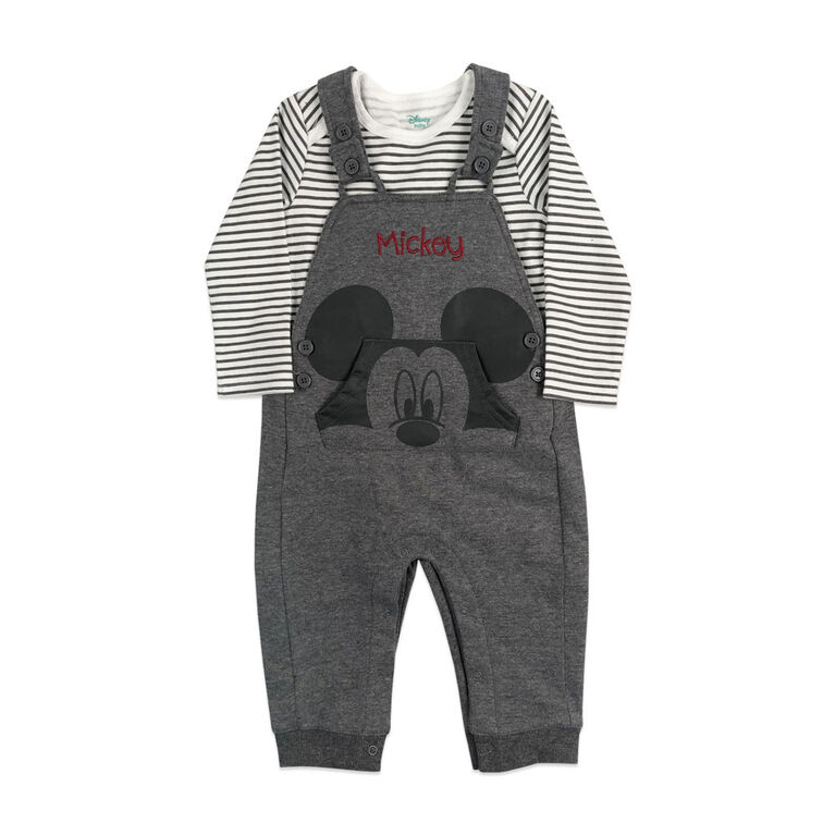 Disney Mickey Mouse ensemble salopette 2 pièces - Gris, 9 mois