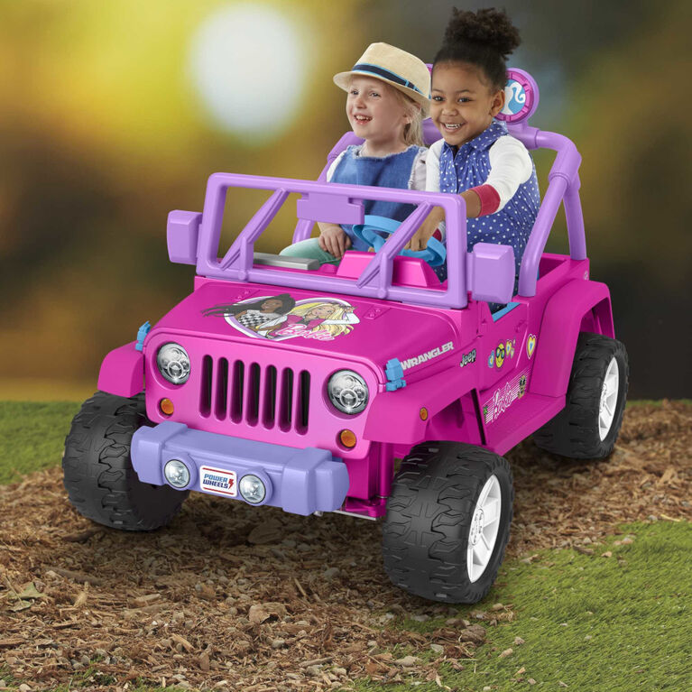 Power Wheels Barbie Jeep Wrangler Ride-On Toy with Music, Battery-Powered Preschool Toy