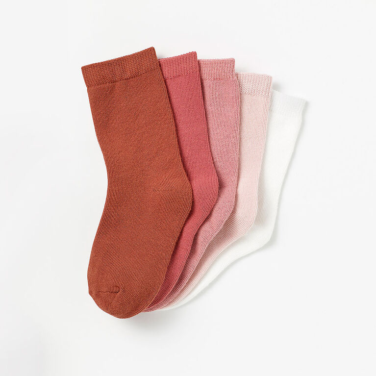 4-5 ans chaussettes mi-mollet de base - rose