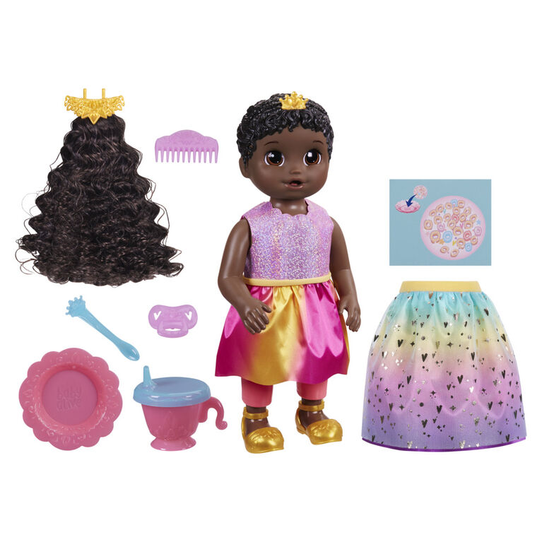 Baby Alive Poupée Princesse Ellie grandit !, cheveux noirs