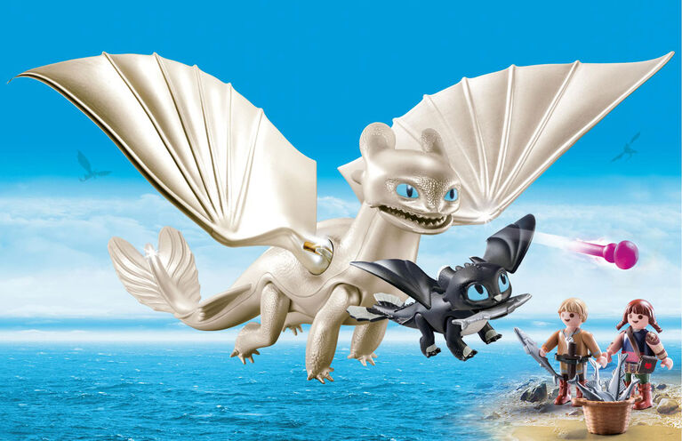 Playmobil - How To Train Your Dragon -  Light Fury with Baby Dragon and Children