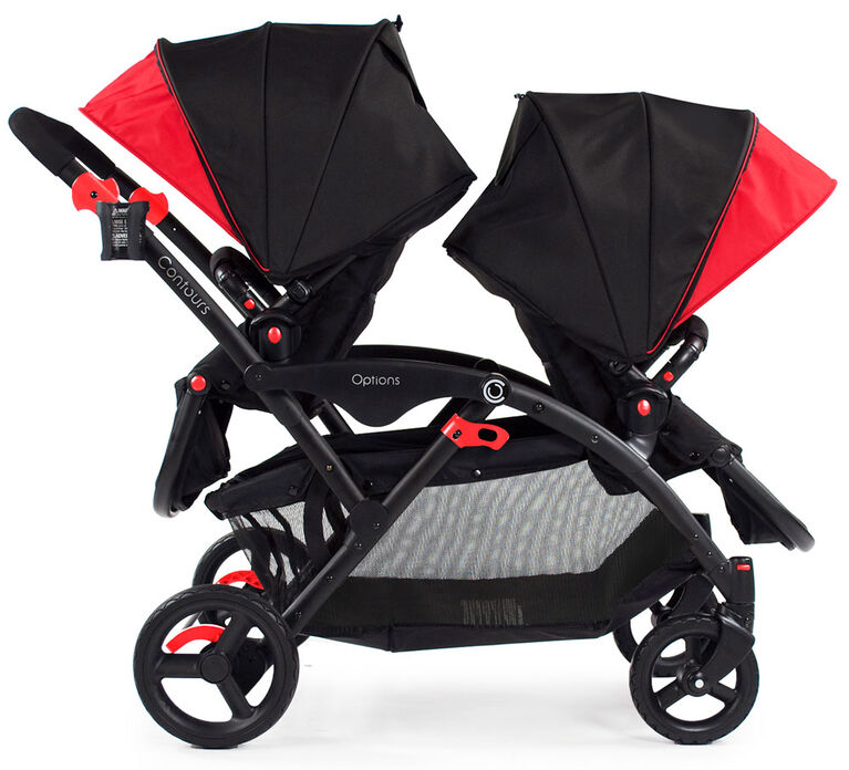 Poussette tandem Contours Options - noir/rouge - Notre exclusivité