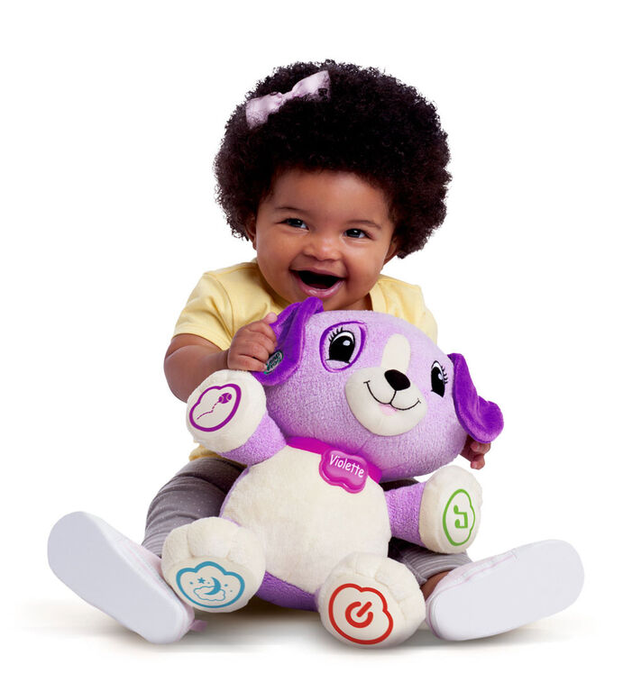 LeapFrog Mon Ami Violette, peluche pour bébé avec personnalisation, musique et berceuses, contenu éducatif pour les bébés et les jeunes enfants - Édition française