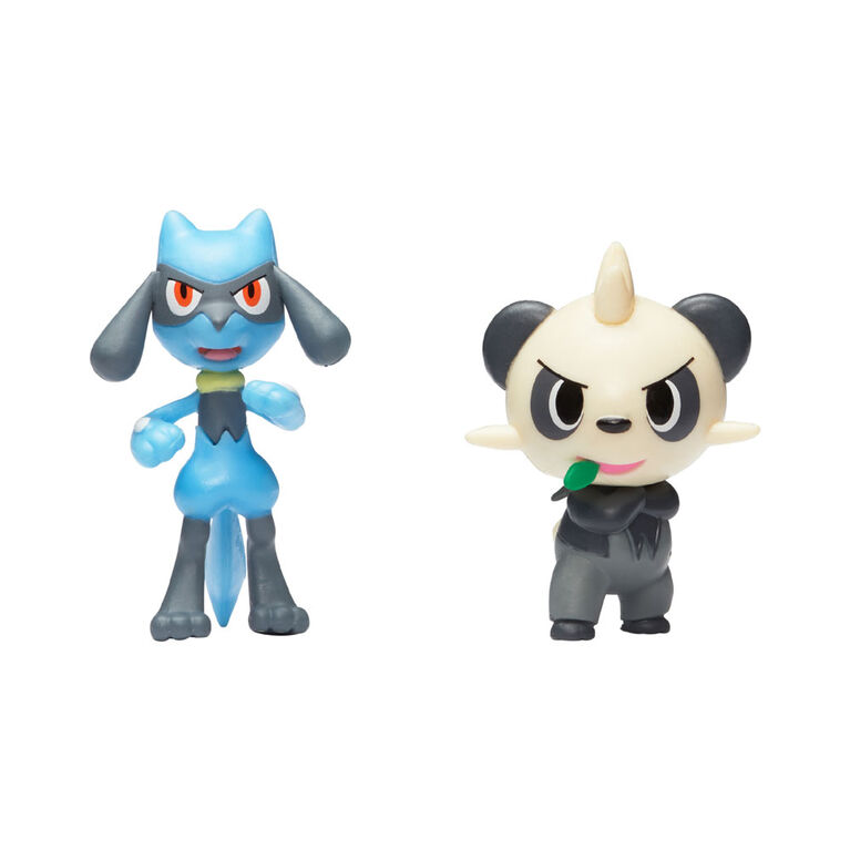 Pokémon - Figurine de combat, paquet de 2 - Pandespiègle (Pancham) et Riolu