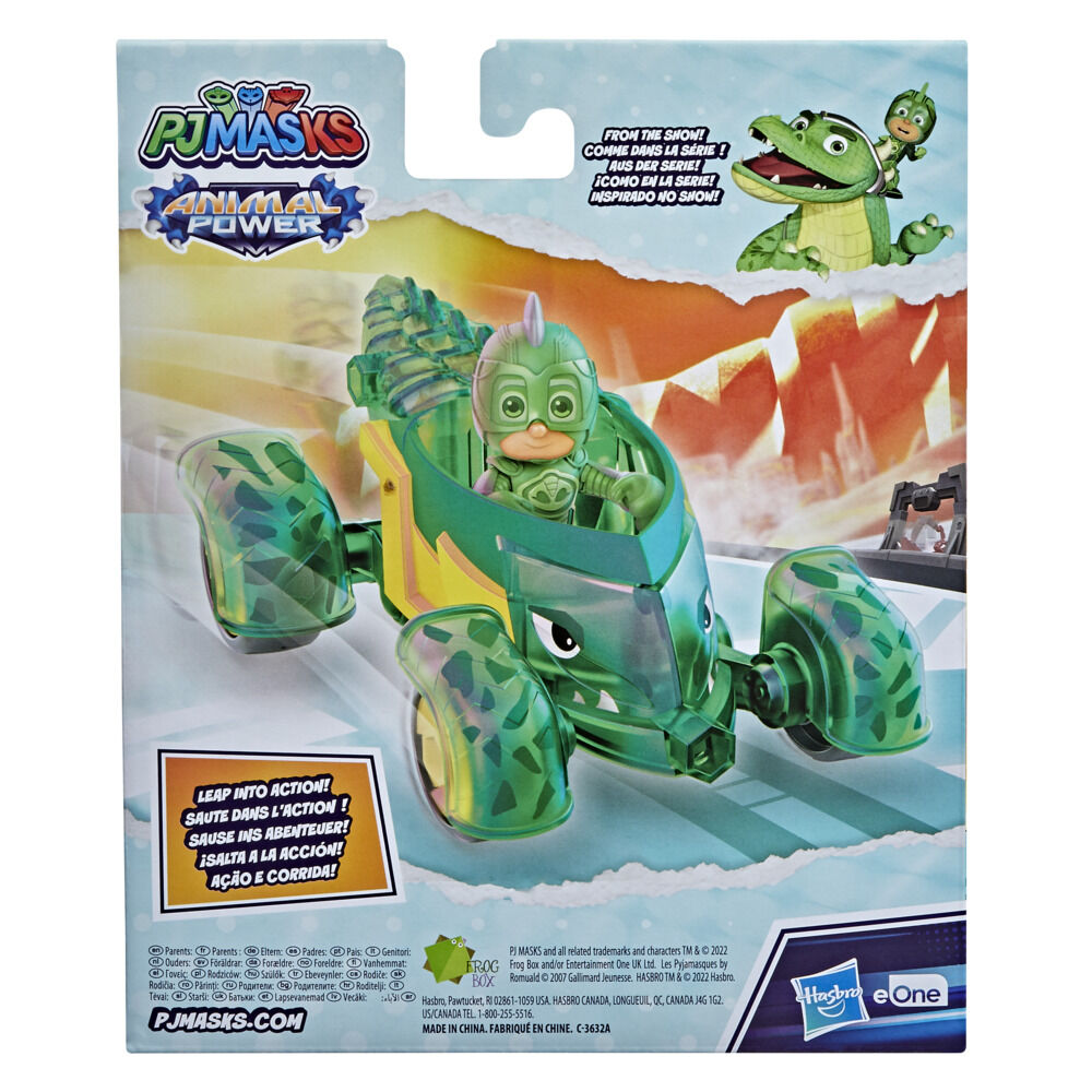 PJ Masks Animal Power Gekko-Mobile Preschool Toy, Gekko Car with Gekko Action Figure - English Edition