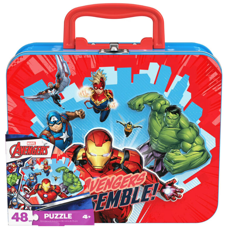 Marvels Avengers 48-Piece Jigsaw Puzzle in Tin with Handle