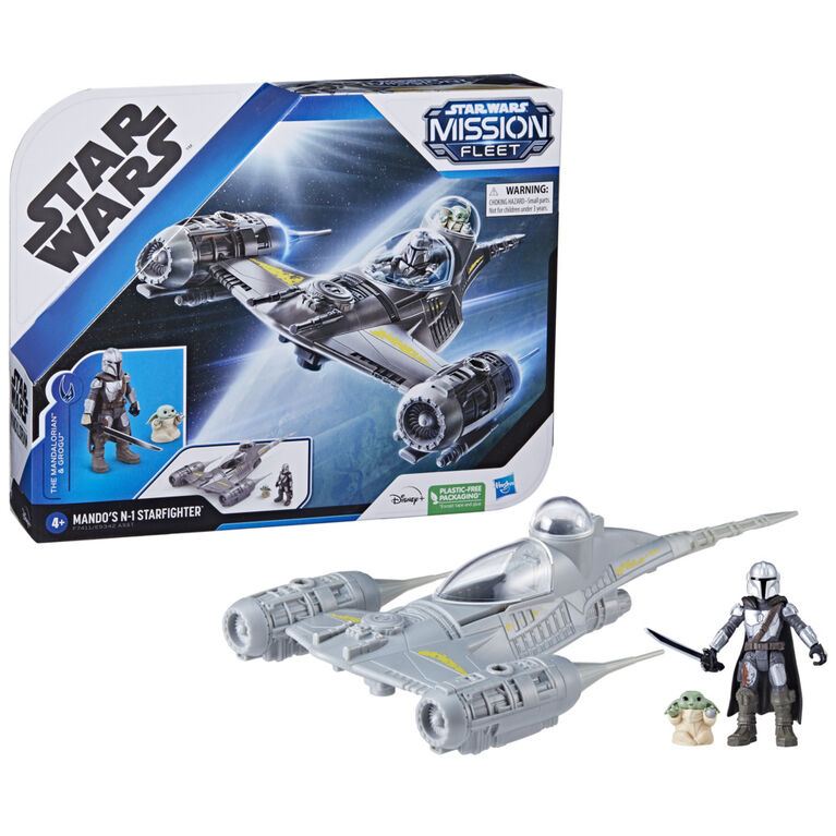 Star Wars Mission Fleet Mando's N-1 Starfighter, Grogu and Mandalorian Star Wars Toys