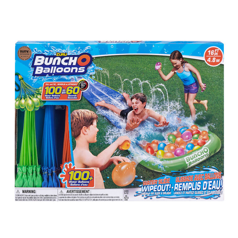 slip and slide with water balloons