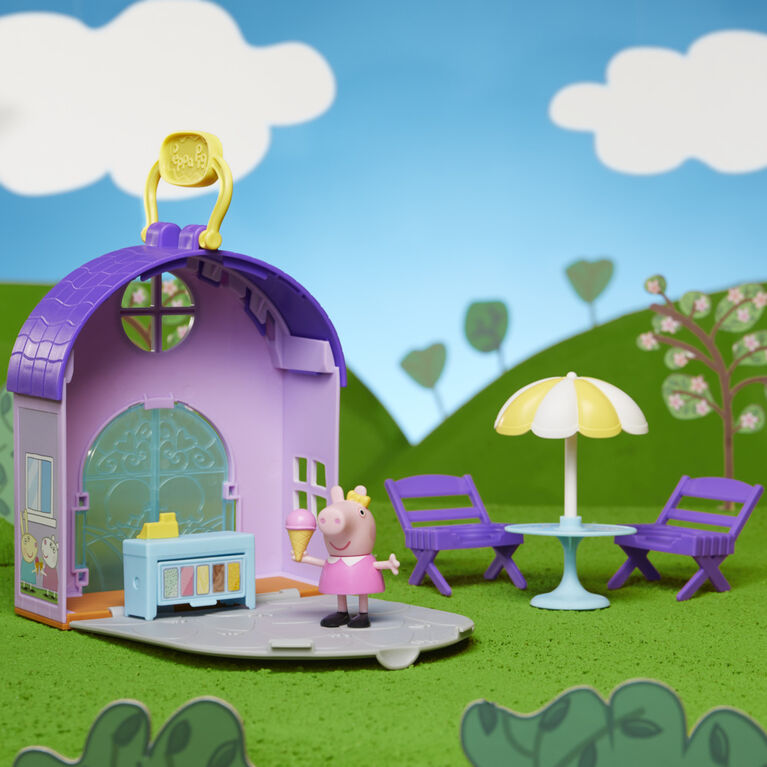 Peppa Pig Peppa's Club Peppa's Ice Cream Shop Preschool Playset Toy, Includes 1 Figure, 4 Accessories, Carry Handle