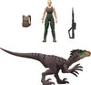 Jurassic World Rebirth Zora Bennett & Velociraptor Figures Pack, Movie Authentic 3.75 Inch Scale