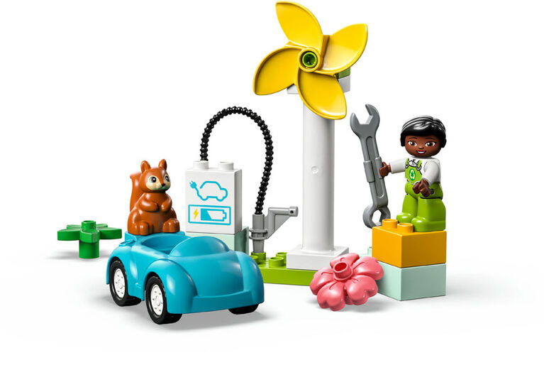 LEGO DUPLO Town L'éolienne et la voiture électrique 10985 Ensemble de jeu de construction (16 pièces)