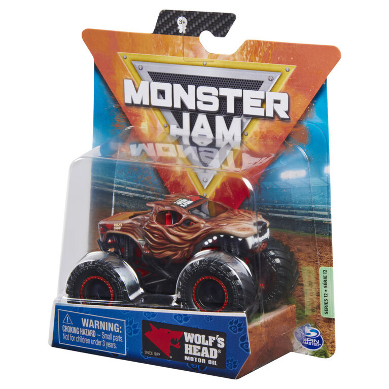 Monster Jam, Official Wolf's Head Monster Truck, Die-Cast Vehicle, Ruff Crowd Series, 1:64 Scale