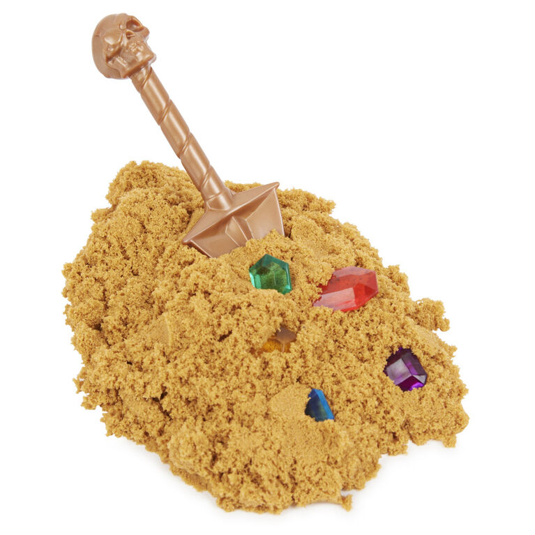 Kinetic Sand, Treasure Hunt Playset with 9 Surprise Reveals, 1.25lbs Brown and Rare Shimmer Gold Play Sand