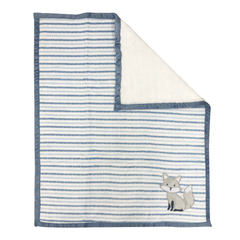 Couverture Avec Applique Sherpa Bleu/Gris Koala Baby - Renard