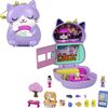Polly Pocket Sushi Shop Cat Compact Playset with 2 Dolls and 12 Accessories