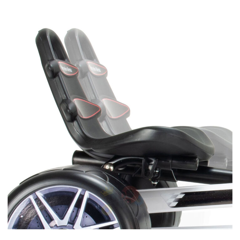 KidsVip Enfants et Tout-Petits Mercedes kart à pédales avec sièges réglables  - Blanc - Édition anglaise - Notre exclusivité