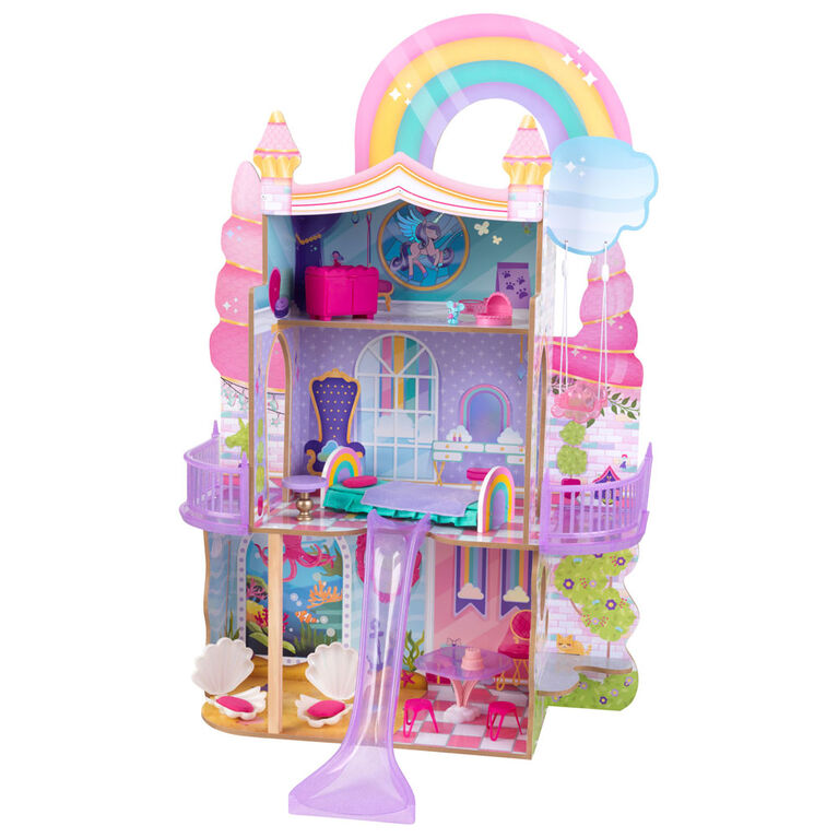 KidKraft Rainbow Dreamers Unicorn Mermaid Dollhouse with EZ Kraft Assembly - R Exclusive