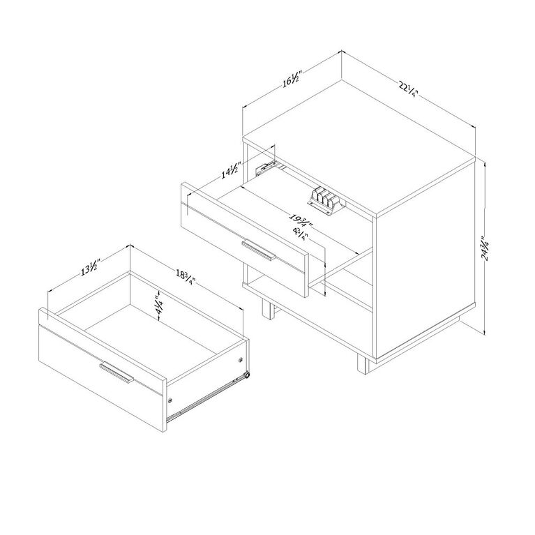 Fynn Table de chevet avec organisateur de fils Chêne hivernal Fynn Table de chevet avec organisateur de fils Chêne hivernal
