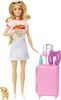 Barbie Doll and Accessories, "Malibu" Travel Set with Puppy and 10+ Pieces Including Working Suitcase