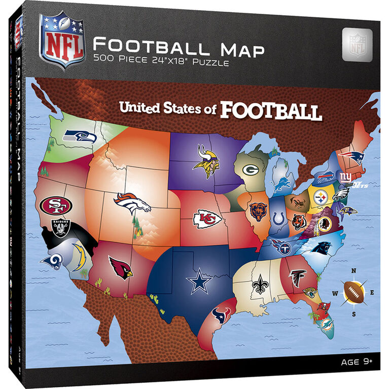 NFL Football Map 500 Piece Jigsaw Puzzle - English Edition