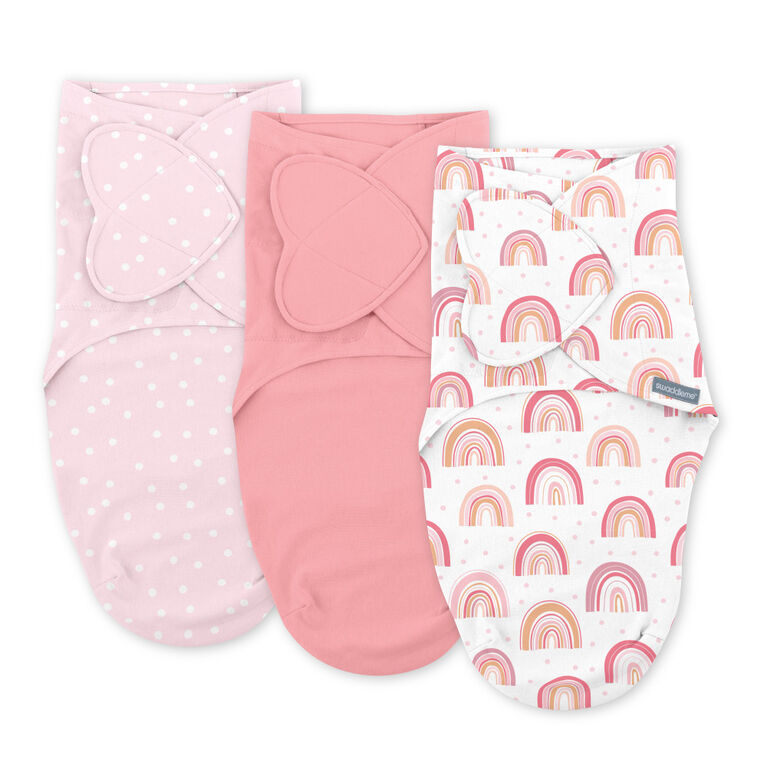 SwaddleMe by Ingenuity Monogram Collection - Rainbow 3PK S/M 0-3M