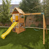 KidKraft - Castlewood Wooden Swing Set / Playset with Clubhouse, Mailbox, Slide and Play Kitchen - R Exclusive