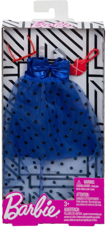Barbie - Coffret Tenue - Robe à pois bleue.