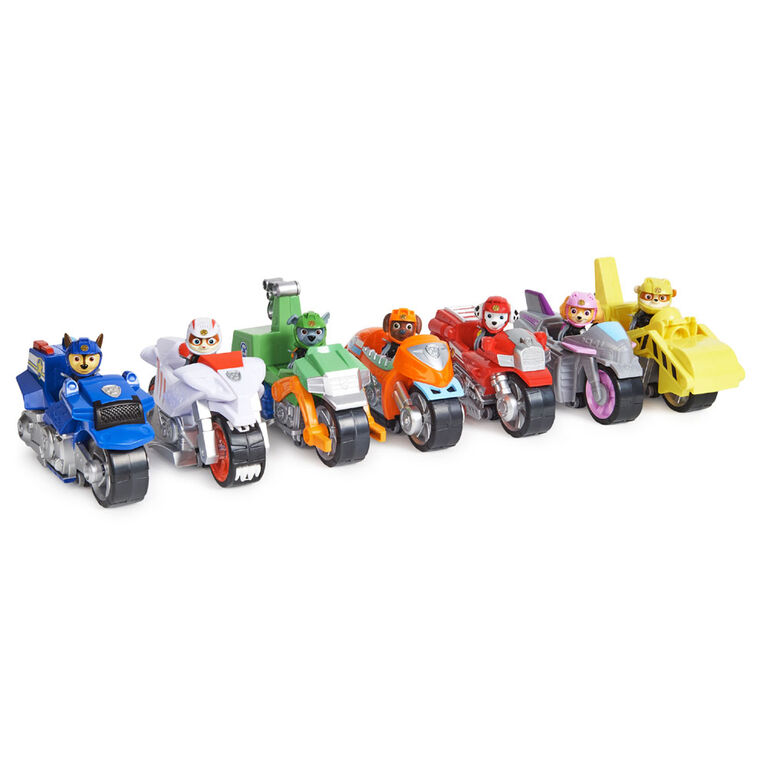 PAW Patrol, Moto Pups Marshall's Deluxe Pull Back Motorcycle Vehicle with Wheelie Feature and Figure