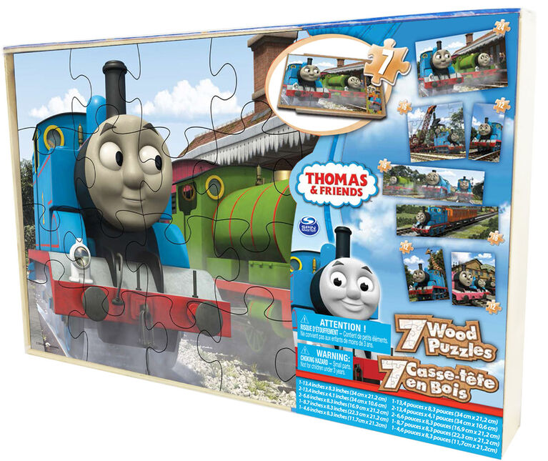 Thomas & Friends 7 Wooden Kids Jigsaw Puzzles in a Storage Case