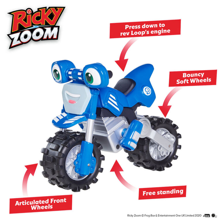 Ricky Zoom Super Rev Loop -- Grand, 7po jouet moto avec les roulettes et les sons pour faire vrombir, pour les enfants de maternelle - Notre exclusivité - Notre exclusivité