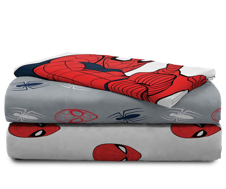 Marvel Spider-Man Ensemble de Draps 3-Pièces pour Lit 1 Place, 100% Polyester