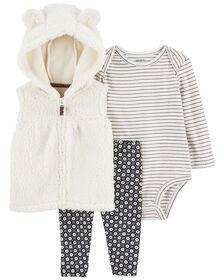 Ensemble 3 pièces gilet Little en Sherpa ivoire Carter’s 6M