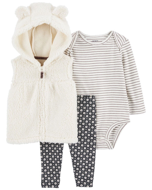 Ensemble 3 pièces gilet Little en Sherpa ivoire Carter’s 6M
