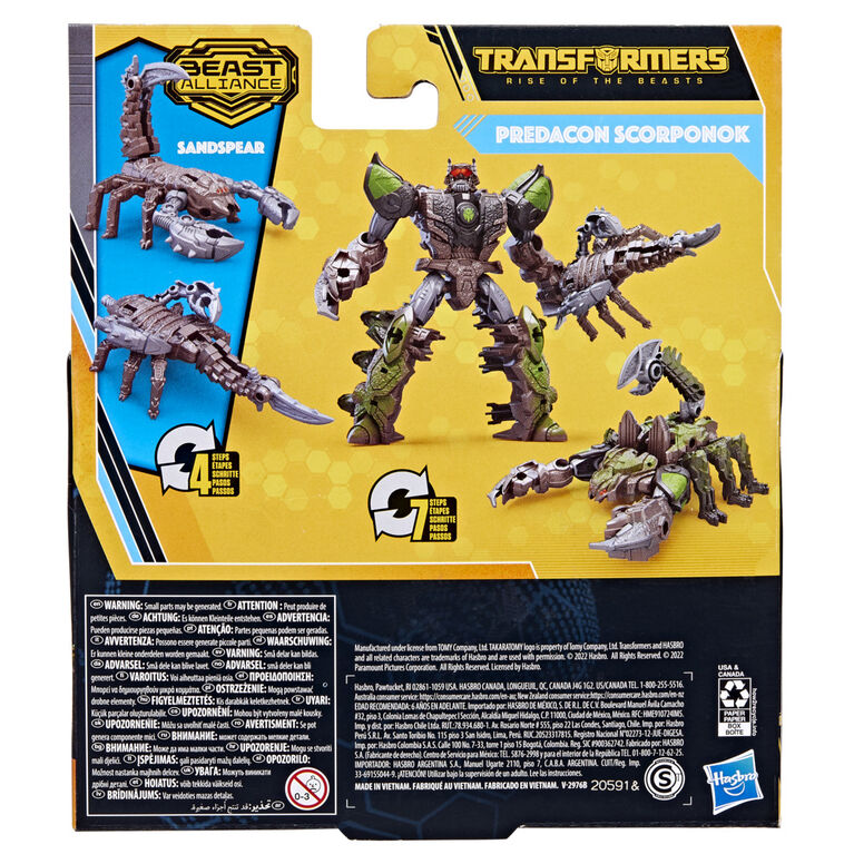 Transformers: Rise of the Beasts, pack de 2 Beast Weaponizers Predacon Scorponok et Sandspear, 12,5 cm - Notre exclusivité