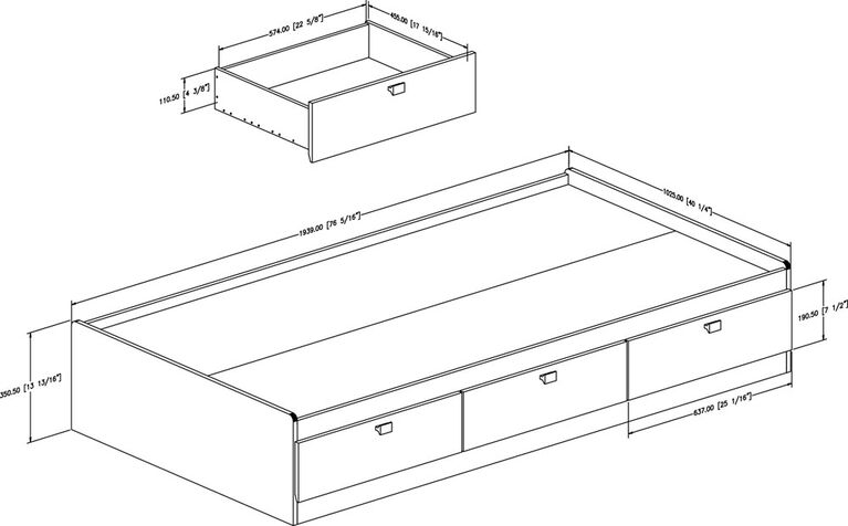 Spark Mate's Platform Storage Bed with 3 Drawers- Pure White