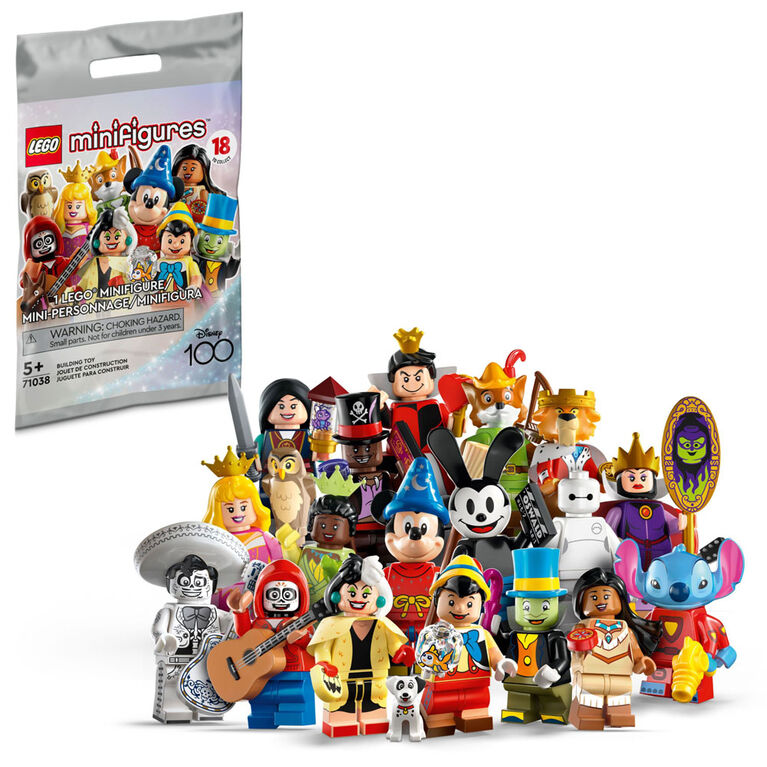 Figurines LEGO Disney Série 100, 71038 Ensemble de jeu de construction  édition limitée (1 des 18 à collectionner)