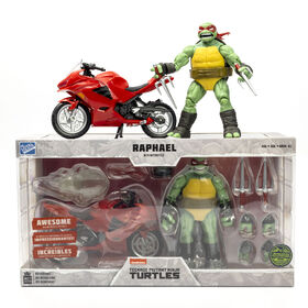 TMNT BST AXN + VEHICLE Raphael Comic with Red Motorcycle