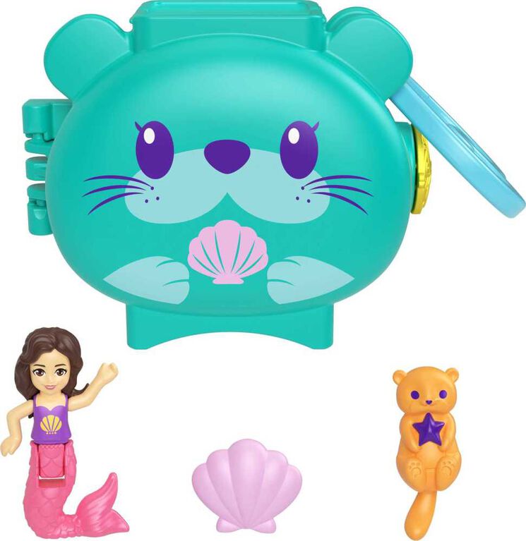 ​Polly Pocket Pet Connects Otter Compact Playset with Mermaid Doll, Otter Figure and Accessory, Stackable