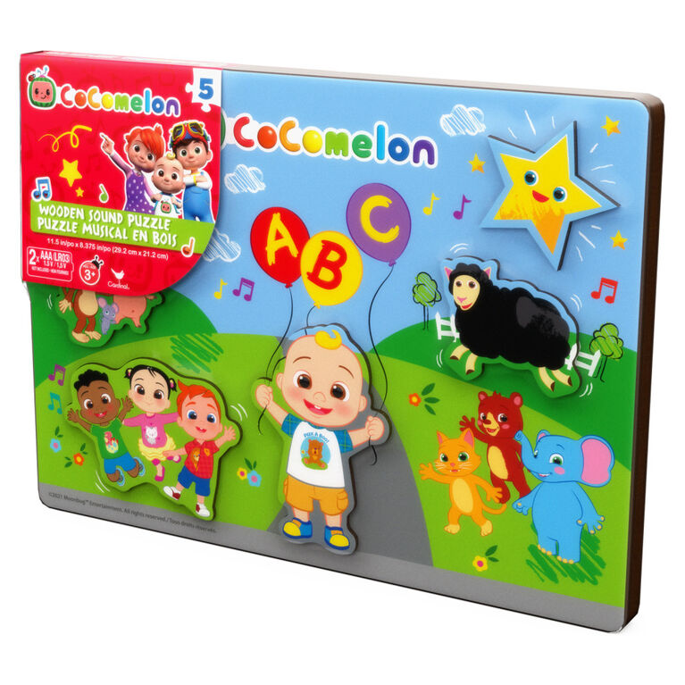 Cocomelon, Wooden Musical 5 Jumbo Piece Jigsaw Puzzle- Singalong with JJ and Friends