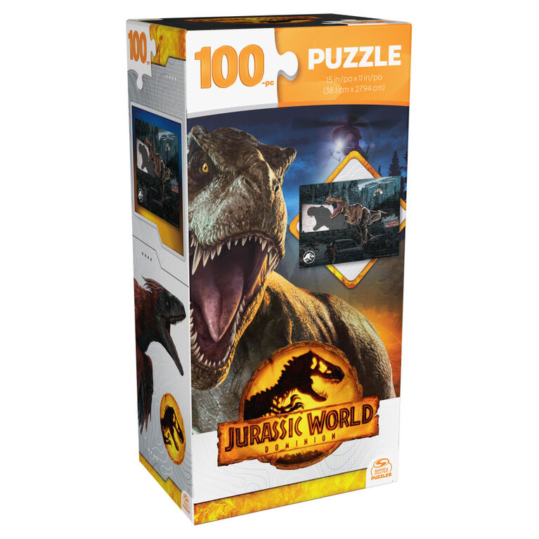 Jurassic World, Dominion, Puzzle de 100 pièces, Film parc de dinosaures  Ciné-parc Illustration avec boîte verticale pour rangement facile, pour  adultes et enfants à partir de 4 ans