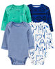 Carter's Four Pack Multi Print Bodysuits 6M
