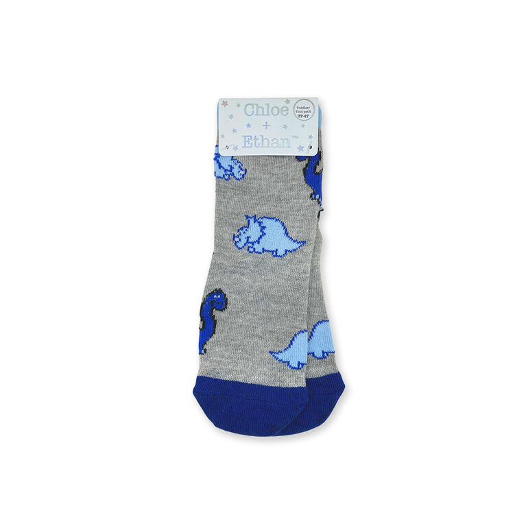 Chloe + Ethan - Toddler Socks, Grey Dinosaur