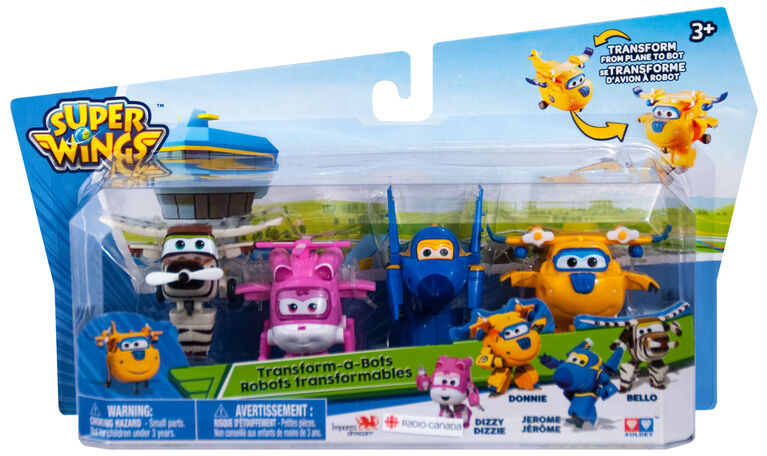 Super Wings Transform A Bots 4 Pack - Dizzy, Donnie, Jerome and Bello