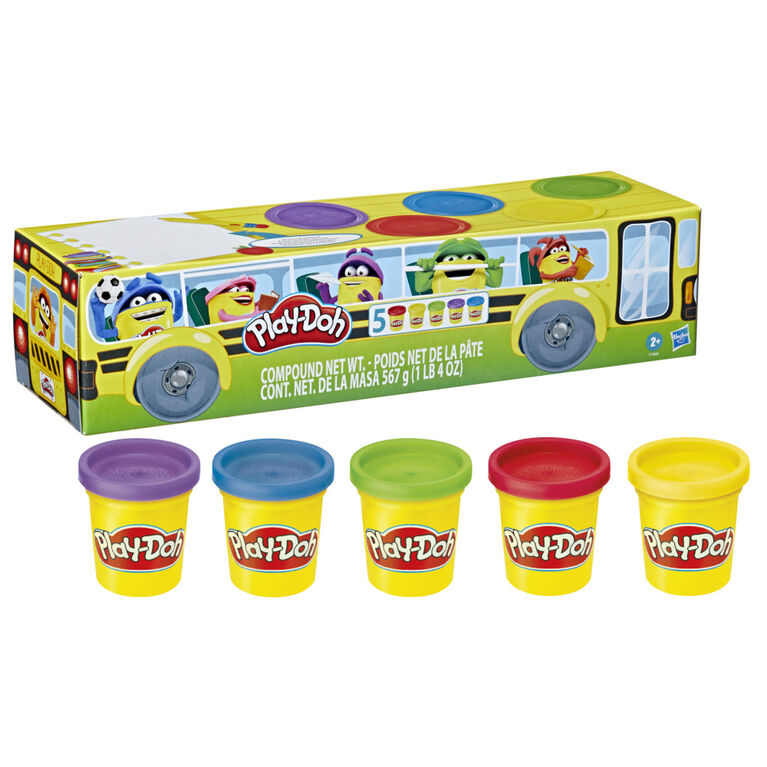 Play-Doh Retour à l'école, pack de 5 pots de pâte à modeler atoxique de 112 g