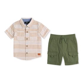 7 For All Mankind 2 Piece Twill Short Set, Khaki